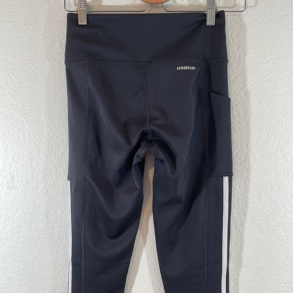 ADIDAS AEROREADY Lightweight High Rise 3-Stripe Mesh 7/8 Leggings Size Small - Picture 6 of 16